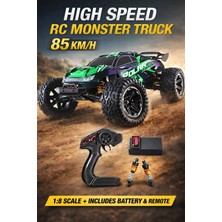 Belirtilmemiş Elektrikli Rc 1:8 Ölçek Servo Motor Süspansiyonlu Arazi Aracı Spor Araç 85 Km Hız Rc Araç Yeşil