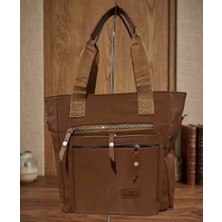 Han Çanta Kadın Taba Omuz Çantası Büyük Boy Çok Gözlü Günlük Kullanım Tote Bag