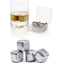 Hayat Store 4'lü Çelik Metal Kaplama Viski Taşı Soğutma Buz Küpü