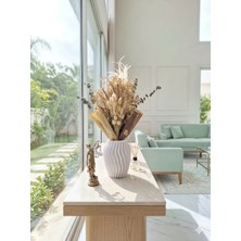 Birlik Şoklanmış  ve  Kuru  Çiçekli  Aranjman  Yeşil - Beyaz