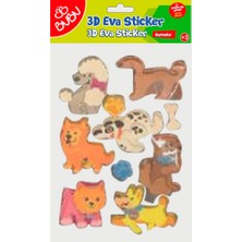  bu-bu 3d eva simli sticker karışık hayvanlar bubu-sts045