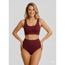 Sheviva Bordo Yüksek Bel Toparlayıcı Bikini Altı