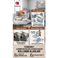 FourBond F Alüminyum Dolgulu Epoksi Macun 500GR - Devcon F Muadili Hvac ve Sanayi Tipi Güçlü Alüminyum Tamir Macunu)