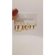 Tılsım Accesories Çelik 6 Lı Gold Küpe