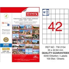  tanex tw-2154 lazer etiket 35x42 mm tw2154las10100
