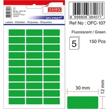 Tanex Ofc-107 Ofis Etiketi Poşetli 12X30 Mm Fosforlu Yeşil (10 Lu Paket)