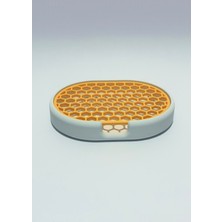 Odamdan Modern Çift Renkli (Beyaz-Sarı) Katı Sabunluk - Su Tahliyeli ve Izgaralı Tasarım (9X12 Cm)
