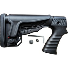 ÇINARAV Ayarlanabilir Yanaklıklı Taktik Dipçik Seti - Ergonomik Pistol Grip Kabzalı - Siyah