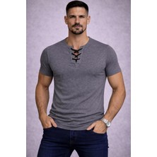 By Bülent Bybülent Özel Üretim Füme Ipli Yaka Geniş Yaka Bisiklet Yaka Tişört Tshirt