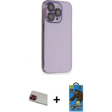 İlk El Grup Ieg™ iPhone 13 Pro Max Siluet Minimal Özel Seri - Siyah 18D Cam Ekran Koruyucu + Kırmızı Rainbow Kamera Lens Koruma Cam