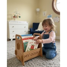 Monte Toys Montessori Ahşap Çocuk Kitaplığı Kahverengi MDF Malzemeden Eğitici ve Dekoratif Tasarım - 2 Bölmeli