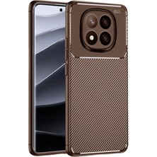Dua Giyim Note 14 Pro Plus Kılıf Auto Fus Karbon Kapak - Kahverengi