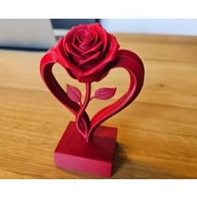Rüya Vadisi Kalpli Gül Dekoratif Obje – 3D Tasarım Aşk Figürü