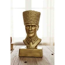 Home Art Paris Atatürk Büstü Kalpaklı Asker Biblosu, Gold Renk Antik Tasarım Dekoratif Heykel Anıtı 18 cm