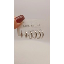 Tılsım Accesories Çelik 6 Lı Sılver Küpe