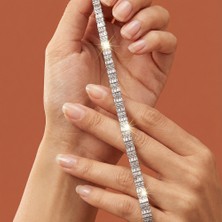 Valmont Accessories 17+2 cm Ayarlanabilir Baget Taşlı Paslanmaz Çelik Parlak Şık Kadın Bileklik