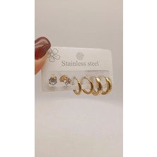 Tılsım Accesories Çelik 6 Lı Gold Küpe