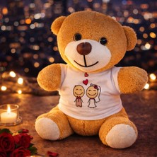 tp Buğz Sevimli Gelin Damat Tişörtlü Peluş Ayıcık