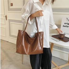 Rivina Kadın Basic Model Yumuşak Deri Büyük Boy Günlük El & Omuz & Kol Çantası Taba