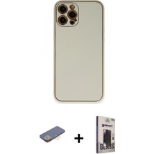 İlk El Grup Ieg™ iPhone 12 Pro Max Yadigar Klasik - Siyah Bilvis Hayalet Cam Ekran Koruyucu + Sarı Renkli Kamera Lens Koruma Cam