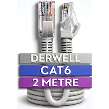 Derwell 2 Metrelik 2mt Cat6 8P8C RJ45 Network Internet Ethernet Bilgisayar Kablosu Modem Lan RJ45 Patch Kablo Network Aksesuarları Yüksek Hızlı Internet Lan Kablosu Hazır Tak Çalıştır