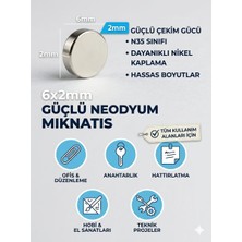 Esemiz Yuvarlak Neodyum Güçlü Mıknatıs Çap 6mm Kalınlık  2mm (6mm x 2mm)  100 Adet