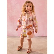 Next Baby Pamuklu Çok Renkli Pastel %100 Pamuk Baskılı Ceket Şort Alt Üst Takım
