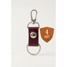 Pepuza 4 Adet Gerçek Deri - Çıtçıtlı ve Kancalı Anahtarlık Minimal Tiny - Mor