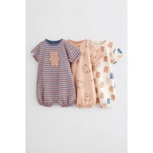 Next Baby Pamuklu Lacivert Desenli 3'lü Ropmer Set