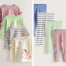 Next Baby Pamuklu Krem Çiçek Desenli Uzun Kollu 4'lü Alt Üst Takım