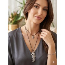 Vintage Otantik Bohem Siyah Ipli Denizatı Kolye