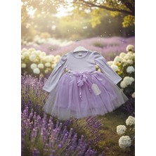 Lina Baby Bloomm Uzun Kollu Kız Bebek Elbise Tül Etekli Fiyonklu Şık Model