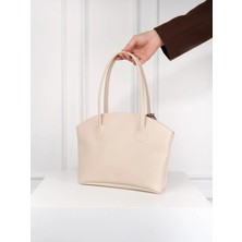 Rivina Laura Kadın Fularlı Çift Saplı Shopper El ve Omuz Çantası (Fular Rengi Değişebilir) Krem