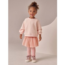 Next Baby Pamuklu Pembe Uzun Kollu Sweatshirt Tütü Etek Tayt 3'lü Alt Üst Takım