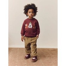 Next Baby Pamuklu Bordo Kazak Kadife Pantolon Alt Üst Takım