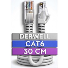 Derwell 30 cm Cat6 8P8C RJ45 ( Network Internet Ethernet Bilgisayar Kablosu Modem Lan RJ45 Patch Kablo ) Network Aksesuarı Utp Konnektörlü Hazır/tak Çalıştır