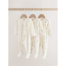 Next Baby Pamuklu Ekru Peri Fare Desenli 3'lü Tulum Set