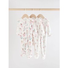 Next Baby Pamuku Ekru Peri Desenli 3'lü Tulum Set