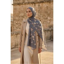 Sakura Çiçek Desenli Ipeksi Şal 70X200 cm