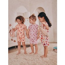 Next Baby Pamuklu Pambe Kiraz Desenli Kısa Kollu Şortlu Alt Üst Takım / Pijama Set