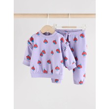 Next Baby Pamuklu Lila Uğur Böceği Desenli Uzun Kollu Alt Üst Takım