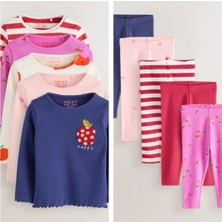 Next Baby Pamuklu Mavi/pembe Uzun Kollu Thisrt Tayt 5'li Alt Üst Takım