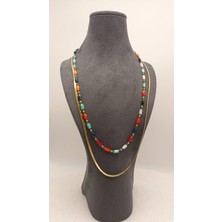 Tılsım Accesories Çelik Ikili Kolye Boncuk+Zincir