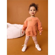 Next Baby Pamuklu Turuncu Balkabağı Desenli Sweatshirt Alt Üst Takım