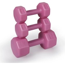 Esranın Dünyası 3 Set Pembe Dambıl Seti, 1 Kg, 2 kg ve 3 kg Ağırlık Seçenekleri