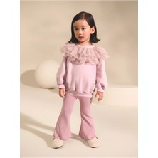 Next Baby Pamuklu Açık Pembe Volanlı Yaka Sweatshirt Alt Üst Takım