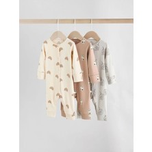 Next Baby Pamuklu Kruvasan Desenli 3'lü Tulum Set