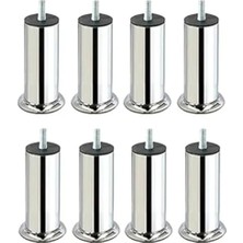 Esranın Dünyası Krom Kaplama Metal Mobilya Ayağı, Civatalı, 8 Adet, 12 cm