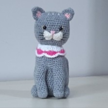 Nildamigurumi Amigurumi Örgü Oyuncak Kedi Gri
