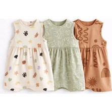 Next Baby Pamuklu Çiçek Desenli 3'lü Romper Set